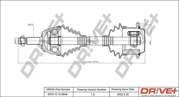 Dr!ve+ DP2110.10.0949 - Arbre de transmission cwaw.fr