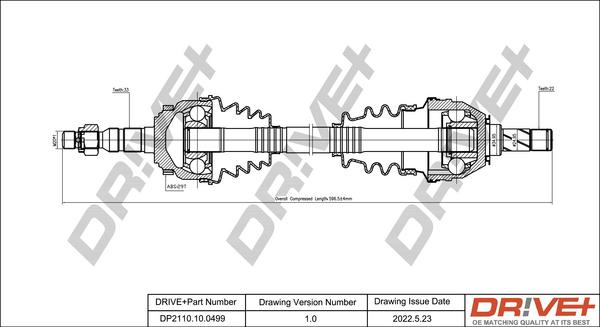 Dr!ve+ DP2110.10.0499 - Arbre de transmission cwaw.fr