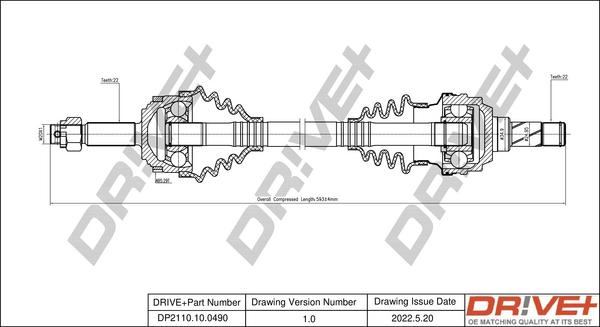 Dr!ve+ DP2110.10.0490 - Arbre de transmission cwaw.fr