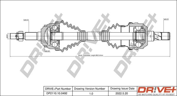 Dr!ve+ DP2110.10.0492 - Arbre de transmission cwaw.fr