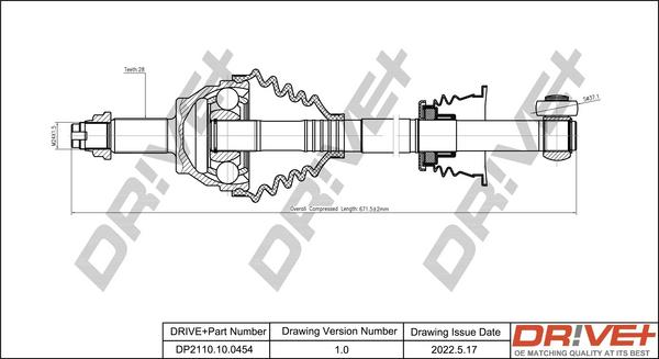 Dr!ve+ DP2110.10.0454 - Arbre de transmission cwaw.fr