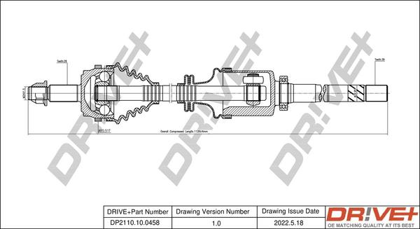 Dr!ve+ DP2110.10.0458 - Arbre de transmission cwaw.fr