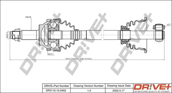 Dr!ve+ DP2110.10.0452 - Arbre de transmission cwaw.fr