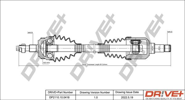 Dr!ve+ DP2110.10.0418 - Arbre de transmission cwaw.fr