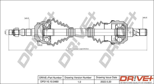 Dr!ve+ DP2110.10.0480 - Arbre de transmission cwaw.fr