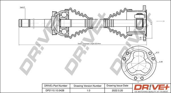 Dr!ve+ DP2110.10.0428 - Arbre de transmission cwaw.fr