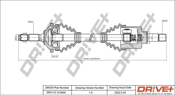 Dr!ve+ DP2110.10.0540 - Arbre de transmission cwaw.fr