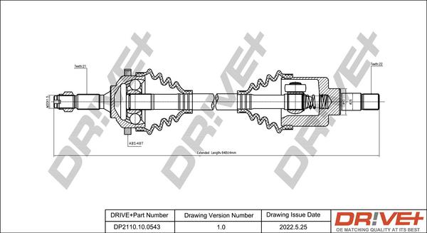 Dr!ve+ DP2110.10.0543 - Arbre de transmission cwaw.fr