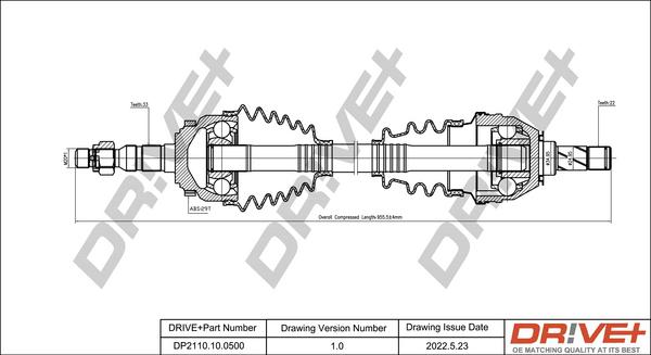 Dr!ve+ DP2110.10.0500 - Arbre de transmission cwaw.fr