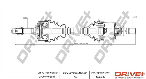 Dr!ve+ DP2110.10.0589 - Arbre de transmission cwaw.fr