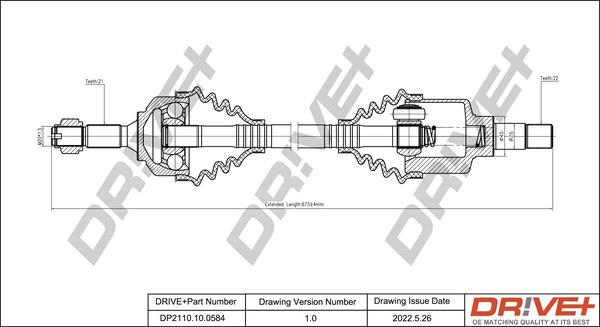 Dr!ve+ DP2110.10.0584 - Arbre de transmission cwaw.fr