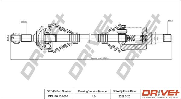 Dr!ve+ DP2110.10.0580 - Arbre de transmission cwaw.fr