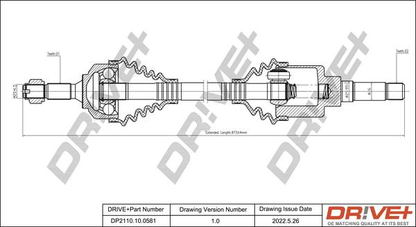 Dr!ve+ DP2110.10.0581 - Arbre de transmission cwaw.fr