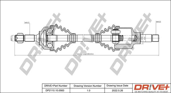 Dr!ve+ DP2110.10.0583 - Arbre de transmission cwaw.fr