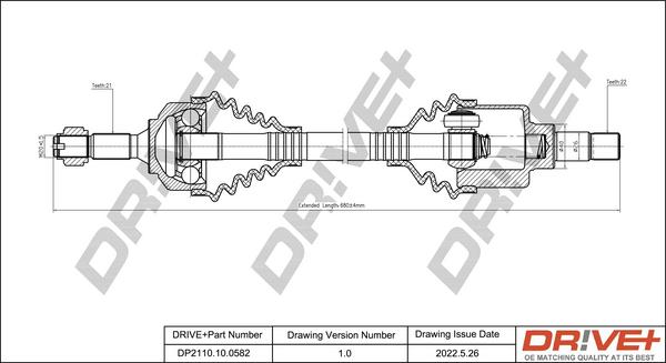 Dr!ve+ DP2110.10.0582 - Arbre de transmission cwaw.fr