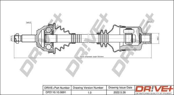 Dr!ve+ DP2110.10.0691 - Arbre de transmission cwaw.fr