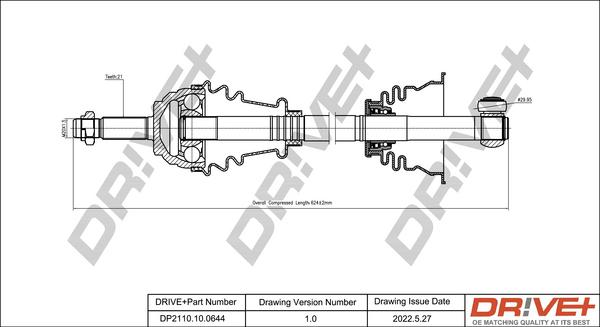 Dr!ve+ DP2110.10.0644 - Arbre de transmission cwaw.fr