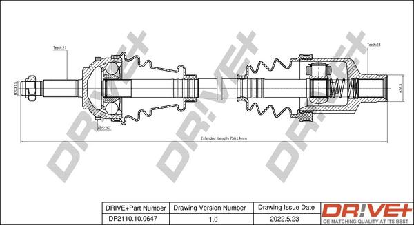 Dr!ve+ DP2110.10.0647 - Arbre de transmission cwaw.fr