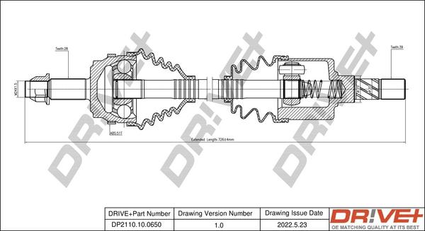 Dr!ve+ DP2110.10.0650 - Arbre de transmission cwaw.fr