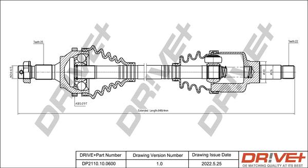 Dr!ve+ DP2110.10.0600 - Arbre de transmission cwaw.fr