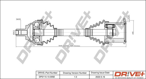 Dr!ve+ DP2110.10.0092 - Arbre de transmission cwaw.fr