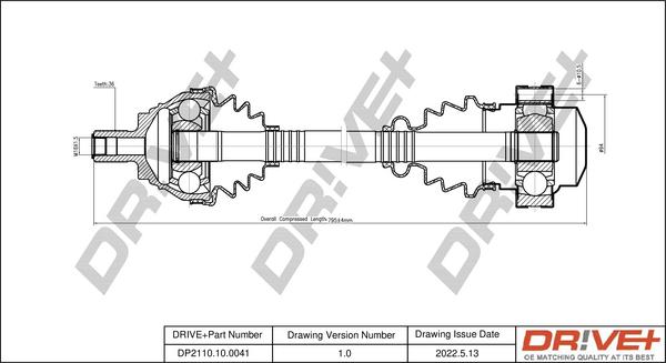 Dr!ve+ DP2110.10.0041 - Arbre de transmission cwaw.fr