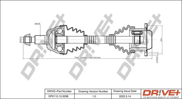 Dr!ve+ DP2110.10.0058 - Arbre de transmission cwaw.fr