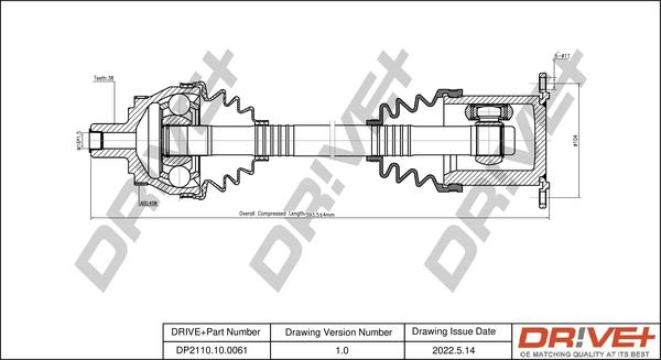 Dr!ve+ DP2110.10.0061 - Arbre de transmission cwaw.fr