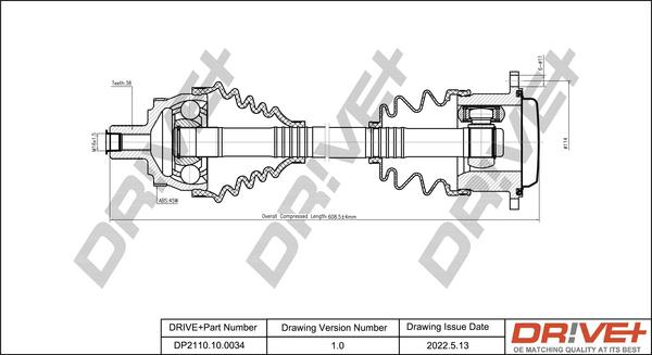 Dr!ve+ DP2110.10.0034 - Arbre de transmission cwaw.fr