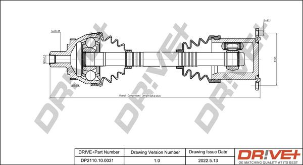 Dr!ve+ DP2110.10.0031 - Arbre de transmission cwaw.fr