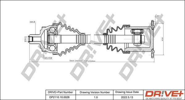 Dr!ve+ DP2110.10.0028 - Arbre de transmission cwaw.fr