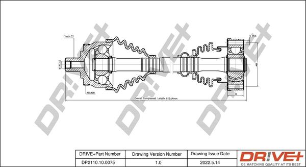 Dr!ve+ DP2110.10.0075 - Arbre de transmission cwaw.fr