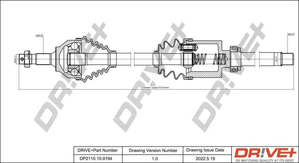 Dr!ve+ DP2110.10.0194 - Arbre de transmission cwaw.fr