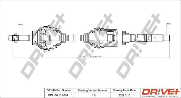 Dr!ve+ DP2110.10.0154 - Arbre de transmission cwaw.fr