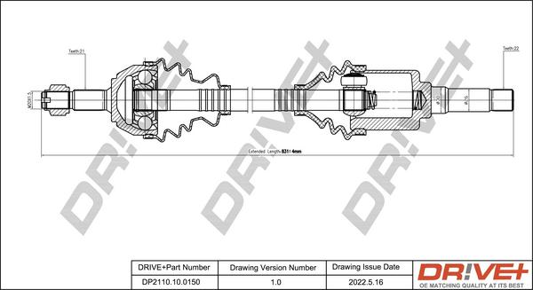 Dr!ve+ DP2110.10.0150 - Arbre de transmission cwaw.fr