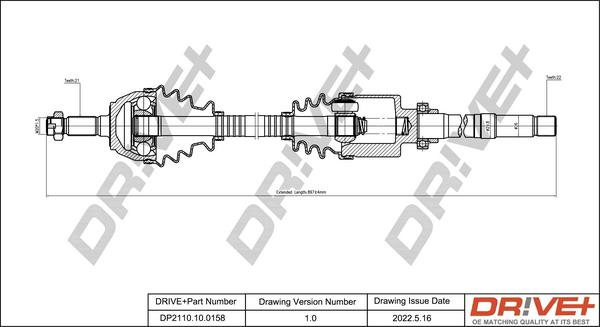 Dr!ve+ DP2110.10.0158 - Arbre de transmission cwaw.fr