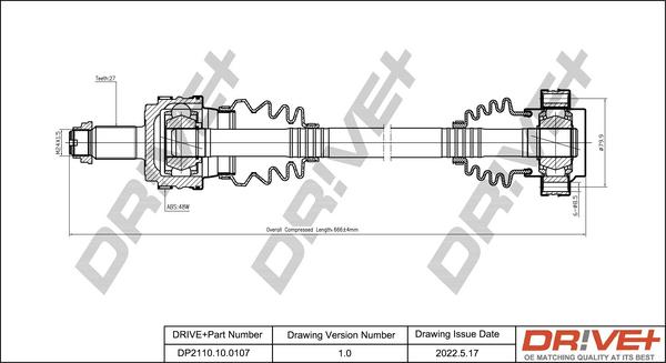 Dr!ve+ DP2110.10.0107 - Arbre de transmission cwaw.fr