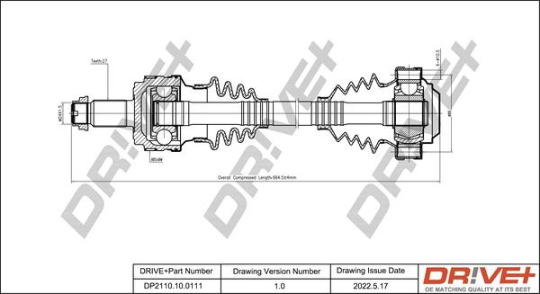 Dr!ve+ DP2110.10.0111 - Arbre de transmission cwaw.fr