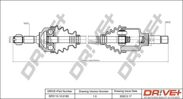 Dr!ve+ DP2110.10.0185 - Arbre de transmission cwaw.fr