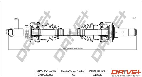 Dr!ve+ DP2110.10.0133 - Arbre de transmission cwaw.fr