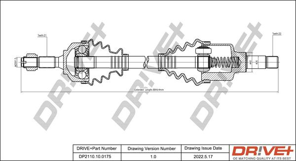 Dr!ve+ DP2110.10.0175 - Arbre de transmission cwaw.fr