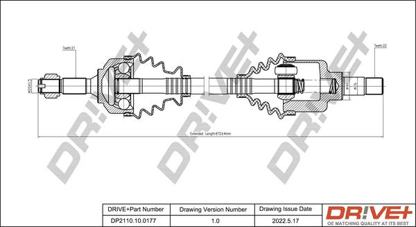 Dr!ve+ DP2110.10.0177 - Arbre de transmission cwaw.fr