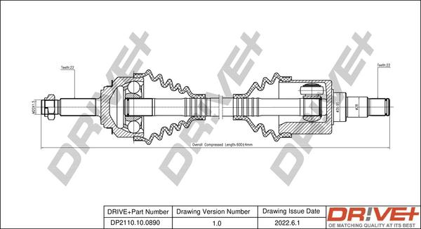 Dr!ve+ DP2110.10.0890 - Arbre de transmission cwaw.fr