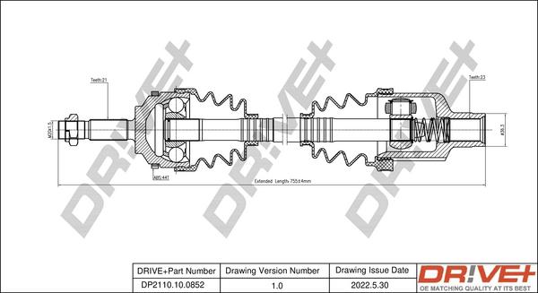 Dr!ve+ DP2110.10.0852 - Arbre de transmission cwaw.fr