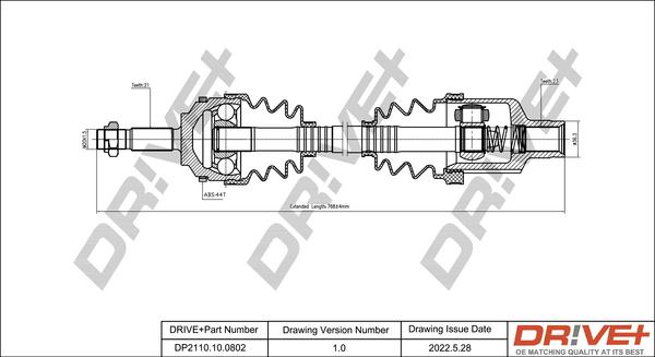 Dr!ve+ DP2110.10.0802 - Arbre de transmission cwaw.fr