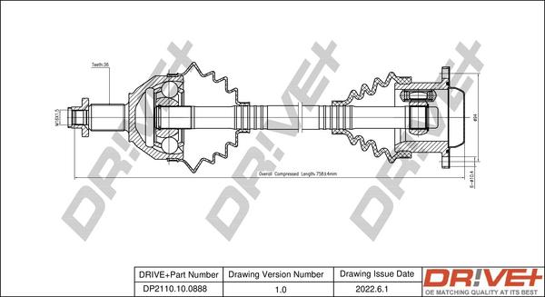 Dr!ve+ DP2110.10.0888 - Arbre de transmission cwaw.fr