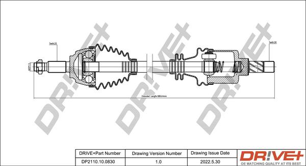 Dr!ve+ DP2110.10.0830 - Arbre de transmission cwaw.fr