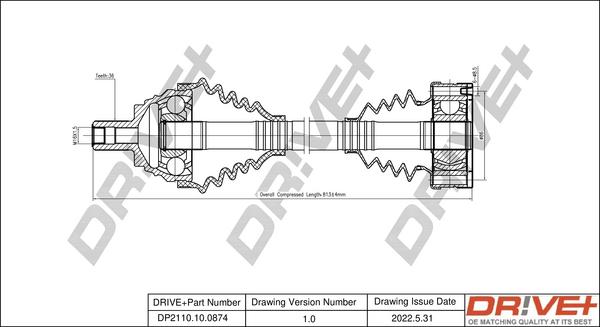 Dr!ve+ DP2110.10.0874 - Arbre de transmission cwaw.fr