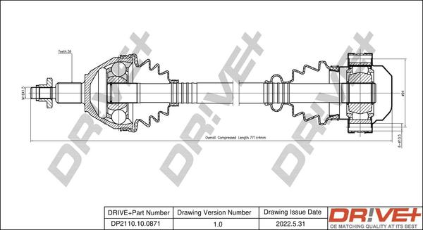 Dr!ve+ DP2110.10.0871 - Arbre de transmission cwaw.fr