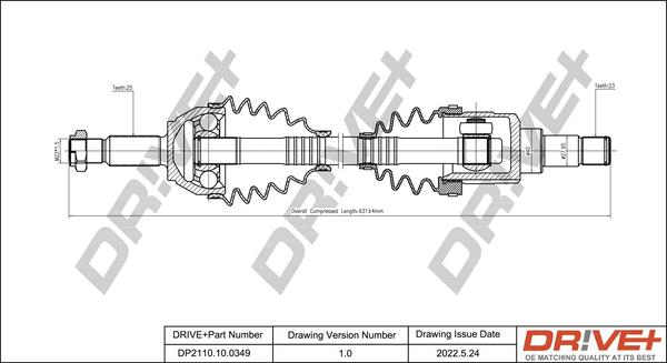 Dr!ve+ DP2110.10.0349 - Arbre de transmission cwaw.fr